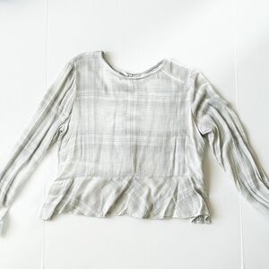 Cloth and Stone Plaid Peplum Ruffle Blouse Shirt